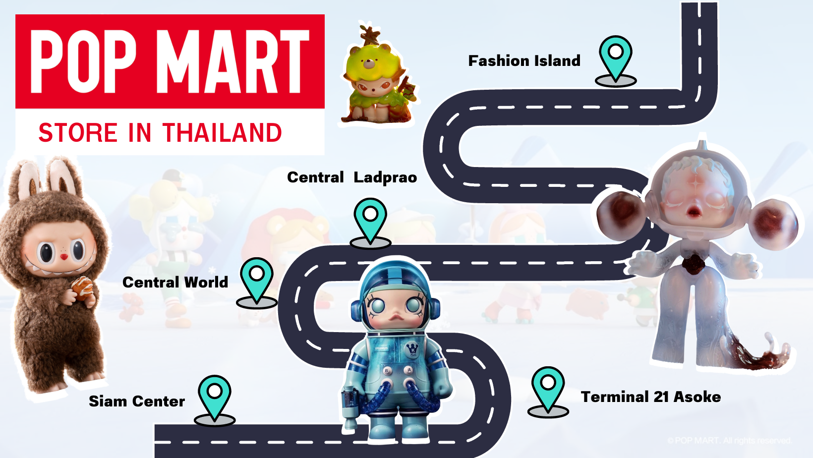 Pop Mart Thailand 5 สาขาในไทย ปัดหมุดไว้ก่อนไปตำความน่ารัก!